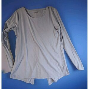 Athleta Women's Med Light Blue Long Sleeve Shirt Back Slit Detail